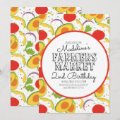 Invitation Carottes Légumes Motif Marché Fermier (Devant / Derrière)