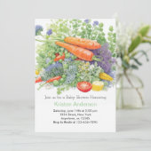 Invitation Carottes mignonnes et Baby shower à la tomate (Debout devant)