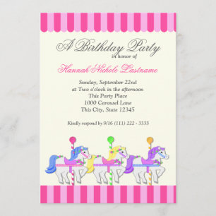 Invitation Carousel Anniversaire rose