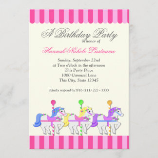 Invitation Carousel Anniversaire rose