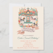 Invitation Carousel Cheval Carnival Carnival deuxième anniver (Devant)