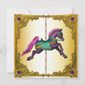 Invitation Carousel Cheval Purple Pony fête d'anniversaire (Devant)