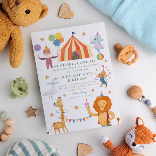 Invitation Carousel Cirque Couleur Carnaval Anniversaire Invi