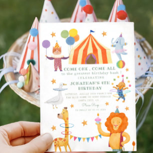 Invitation Carousel Cirque Couleur Carnaval Anniversaire Invi