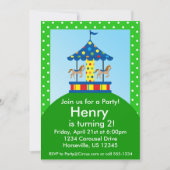 Invitation Carousel de cheval, fête d'anniversaire du Carnava (Devant)