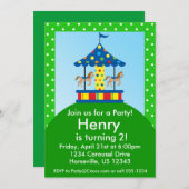 Invitation Carousel de cheval, fête d'anniversaire du Carnava (Devant / Derrière)