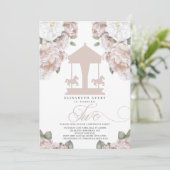 Invitation Carousel Floral Rose doux Deuxième anniversaire (Debout devant)