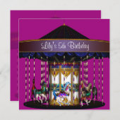 Invitation Carousel Girls 5e fête d'anniversaire (Devant / Derrière)