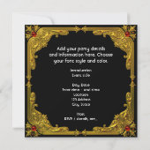 Invitation Carousel Horse Gold Red Black Regal fête d'anniver (Dos)