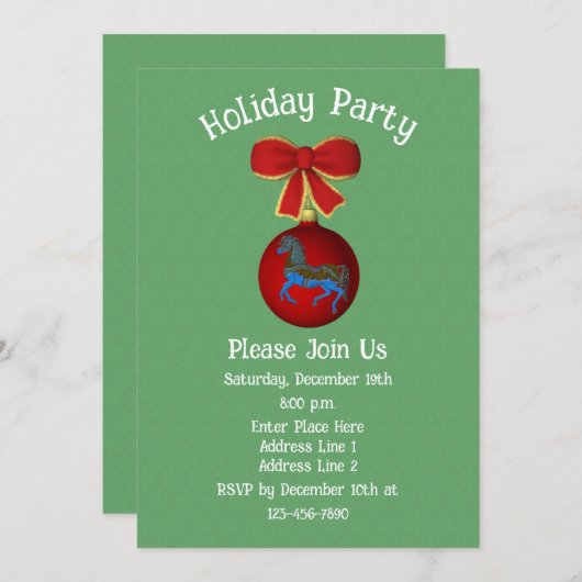 Invitation Carousel Horse Ornement Noël (Devant / Derrière)