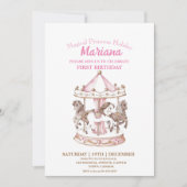 Invitation Carousel magique Unicorn 1ère fête Anniversaire de (Devant)