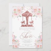 Invitation Carousel Parties scintillant Florale Deuxième anni (Devant)