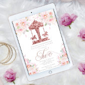 Invitation Carousel Parties scintillant Florale Deuxième anni