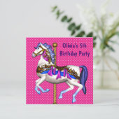 Invitation Carousel rose Pony Girls 5e fête d'anniversaire (Debout devant)