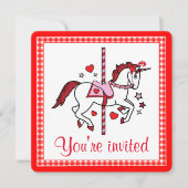 Invitation Carousel Unicorn Saint Valentin (Devant)