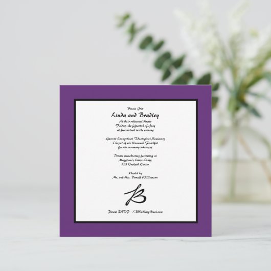 Invitation Carré à la frontière violette (Debout devant)