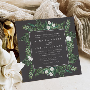 Invitation Carré à serre   Mariage botanique aquarelle