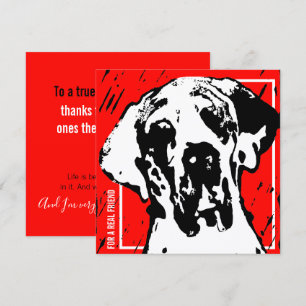 Invitation Carré ami Grand Danois Rouge & Noir Linogravure