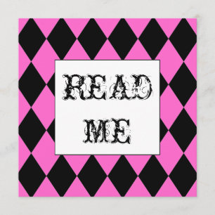 Invitation Carré arlequin Alice au pays des merveilles