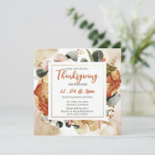 Invitation Carré Automne Floral Brûlé Orange Thanksgiving (Debout devant)