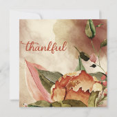 Invitation Carré Automne Floral Brûlé Orange Thanksgiving (Dos)