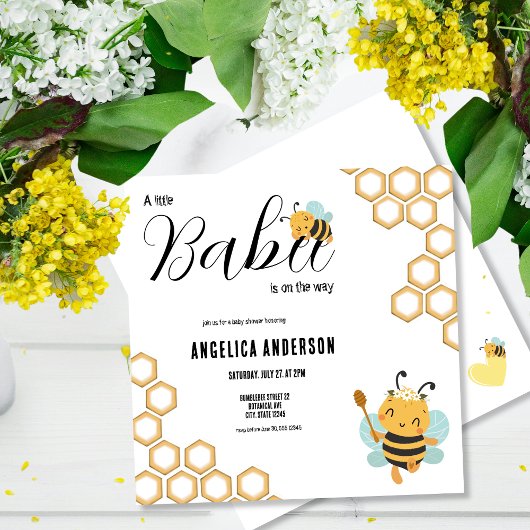 Invitation Carré Babee en route Baby shower