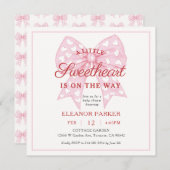Invitation Carré Baby shower Pink Bow (Devant / Derrière)