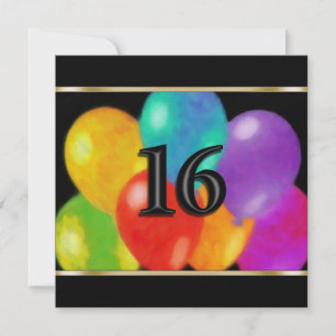 Invitation Carré Ballons d'anniversaire 16
