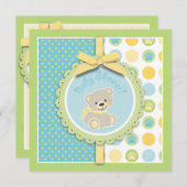 Invitation Carré bienvenu d'invitation d'ours (Devant / Derrière)