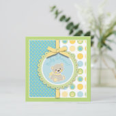 Invitation Carré bienvenu d'invitation d'ours (Debout devant)