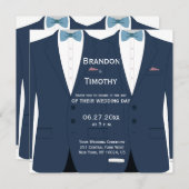 Invitation Carré Blue Gay Wedding Invite (Devant / Derrière)