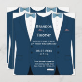 Invitation Carré Blue Gay Wedding Invite (Devant / Derrière)