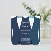 Invitation Carré Blue Gay Wedding Invite (Debout devant)