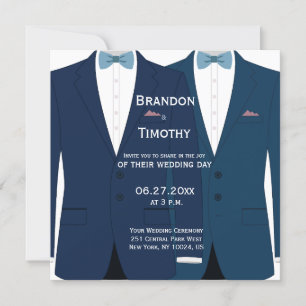 Invitation Carré Blue Gay Wedding Invite
