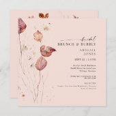 Invitation Carré Blush Bridal Brunch & Bubbly Douche (Devant / Derrière)