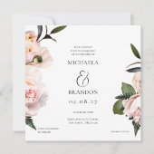 Invitation carré Blush Floral Bridal (Devant)