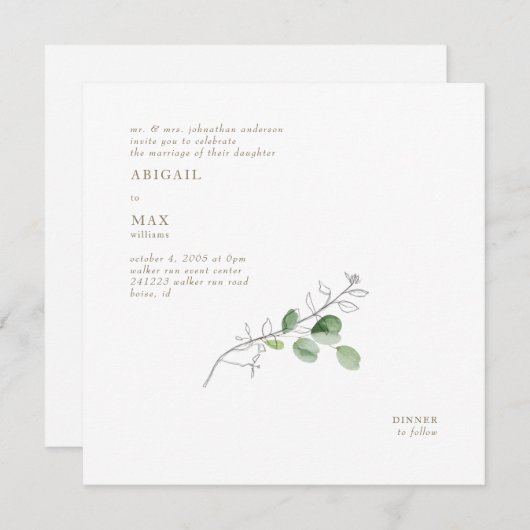 Invitation Carré botanique moderne Spring (Devant / Derrière)