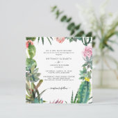 Invitation Carré Cactus Mariée Parents Mariage (Debout devant)