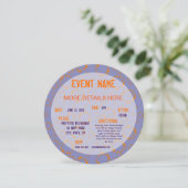 Invitation Carré cercle violet orange motif rond tournent (Debout devant)