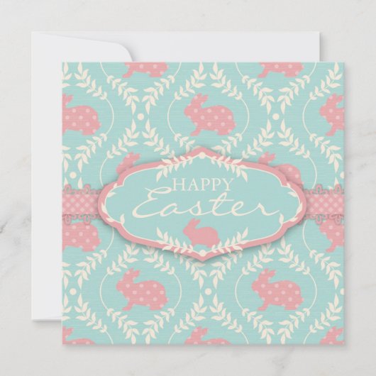 Invitation Carré chic d'invitation de lapin (Devant)