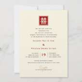 Invitation Carré classique double bonheur Mariage chinois (Devant)