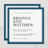 Invitation Carré classique simple Marine et Mariage blanc (Devant / Derrière)