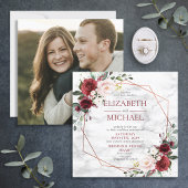 Invitation Carré Cuivre Marbre géométrique Marbre Bourgogne P