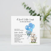 Invitation Carré d'aquarelle doux Baby shower d'agneau (Debout devant)