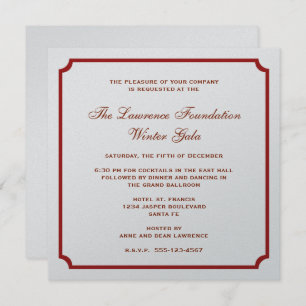 Invitation carré d'argent rouge férié en entreprise