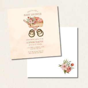 Invitation Carré de Baby shower Floral de transport vintage