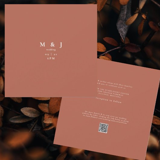 Invitation Carré de cannelle moderne élégant et simple Mariag