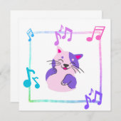 Invitation Carré de chats musicaux (Devant / Derrière)