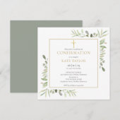 Invitation Carré de confirmation à la gouache végétale (Devant / Derrière)