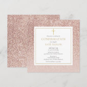 Invitation Carré de confirmation de Parties scintillant rose (Devant / Derrière)